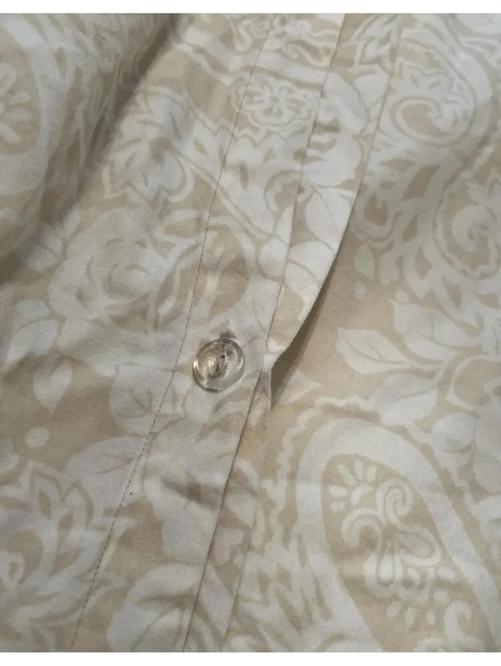 Twin Comforter Duvet Cover 100% Cotton Paisley Beige Cream CottageCore VTG *READ